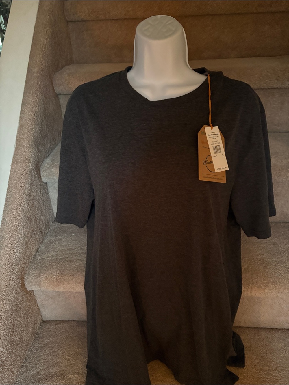 NWT Weatherproof Men's Vintage Charcoal Crew Neck Short Sleeve Tee in Large